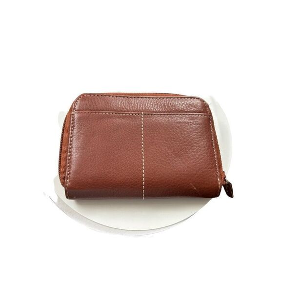 Kenneth Cole Brown Leather Zip-Around Wallet With Card Slots & Snap Pockets - Picture 3 of 11